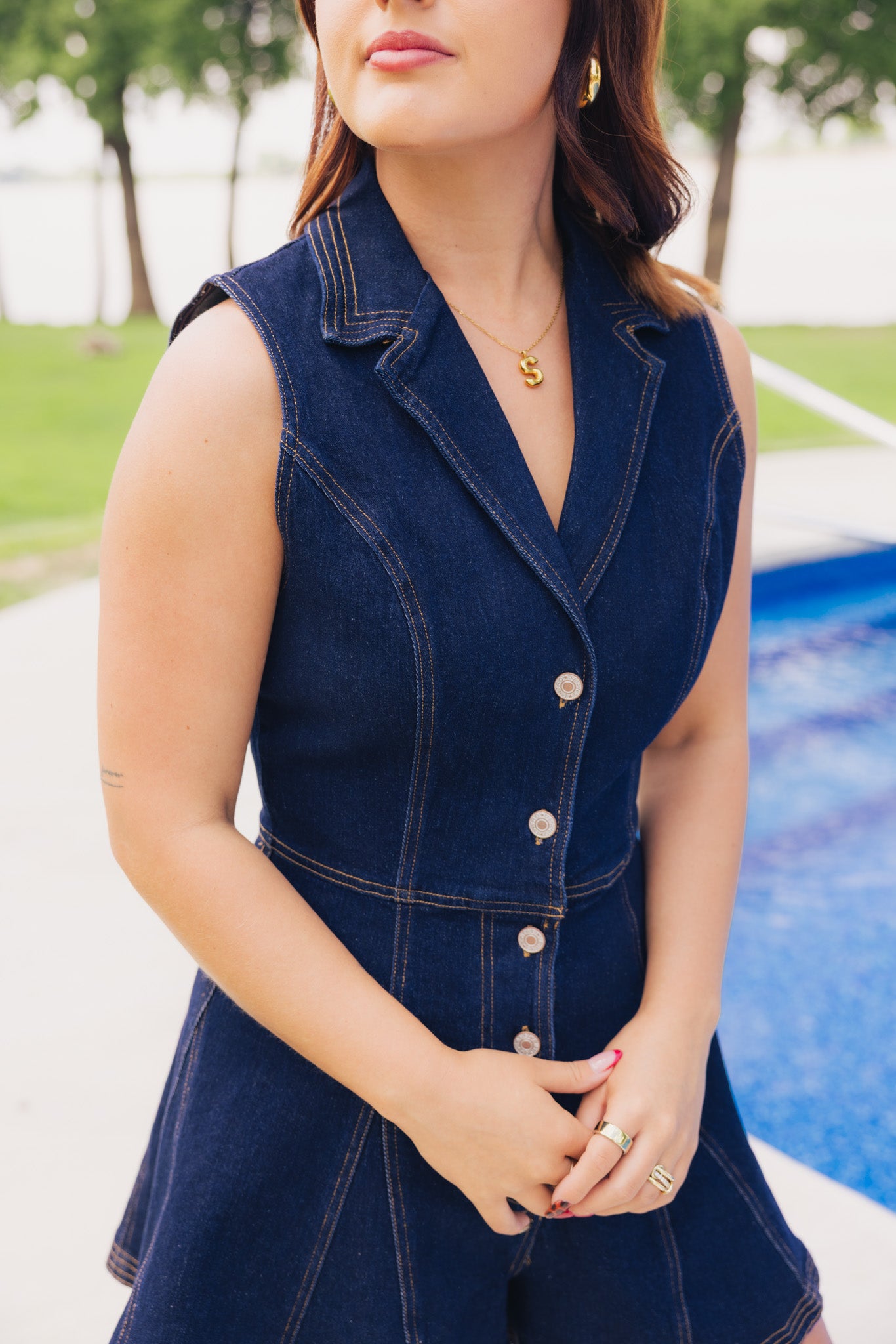 Denim Collared Romper
